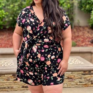 Floral Wrap Top Romper
